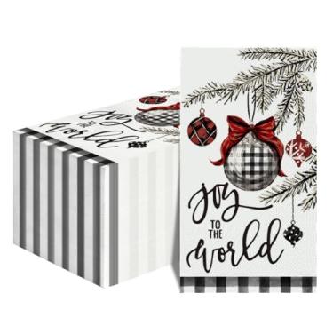 Imagem de Horaldaily 100 guardanapos decorativos de papel descartáveis de Natal, bolas de Natal vermelhas e pretas para festa, almoço, jantar, cozinha, banheiro