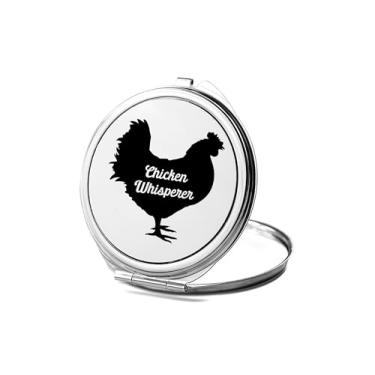 Imagem de SpreadPassion Espelho compacto Chicken Whisper, amante de presente de sussurro de galinha, espelho fotográfico de sussurro de galinha, espelho de maquiagem de viagem, espelho pequeno de mão, espelho