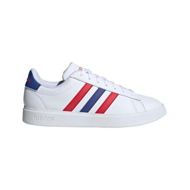 Imagem de adidas Grand Court 2.0 Tênis masculino, Branco/azul semi lúcido/melhor escarlate, 10.5