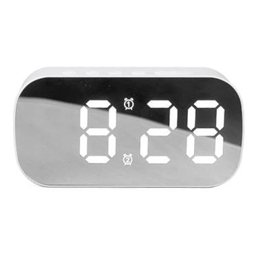 Imagem de Despertador Digital, Display LED Espelhado Relógio Digital Com Display de Temperatura de Data, 5 Níveis de Brilho LED Despertadores Elétricos Superfície de Espelho, Cabeceira e