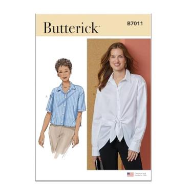 Imagem de Butterick B7011H5 Pacote de padrão de costura de camisas de botão para senhoras, código de design B7011, tamanhos 6-8-10-12-14
