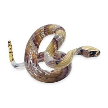 Imagem de WitnyStore Estatueta de cascavel de víboras brancas vermelhas pequenas de 10 cm - Miniatura de vidro pintado à mão, serpente, serpente, pequenos animais répteis de cristal, figuras decorativas