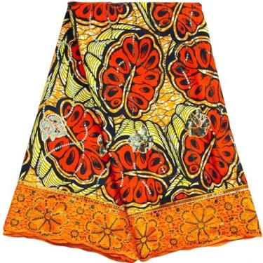 Imagem de Tecido africano Ankara Wax Guipure Cord Lace Fabric Newest Nigerian Wax Lace with Sequins for Sew Classics Wedding Party Dress for Sewing(5Ankara Wax lace)