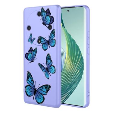 Imagem de HTXWXJC Capa de telefone para Honor X9a, capa Honor Magic5 Lite RMO-NX1 RMO-NX3 capa à prova de choque flexível bumper TPU capa macia padrão borboleta capa de telefone para Honor X9A borboleta roxa