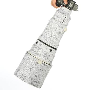 Imagem de CHASING BIRDS Capa protetora de lente impermeável camuflada para Sony FE 400 mm F2.8 GM OSS capa protetora de lente à prova de chuva (branco elétrico, padrão)