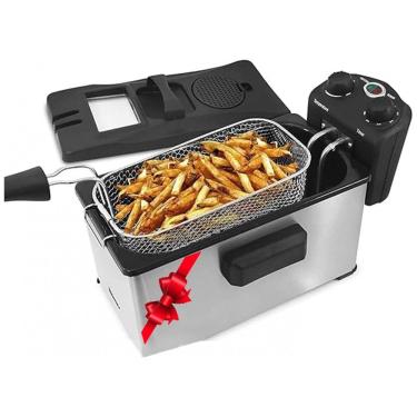 Imagem de Maxi Matic Fritadeira Elétrica 3L Profissional, Aço Inoxidável, 1500W, 110v, ELITE GOURMET EDF 3500, Prateado