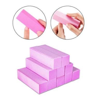 Imagem de Kit 10 Lixa Bloco Rosa Polidora Fecha Poros Polir Unhas - Arte Sedução