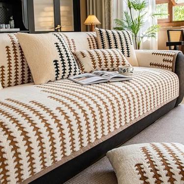 Imagem de Warm Winter Sectional Sofa Slipcovers for L Shape Anti-slip Plush Quilted Sofa Furniture Protectors sofa throw slipcover Sectional sofa throw cover pad(C,Pillowcase 45X45cm)