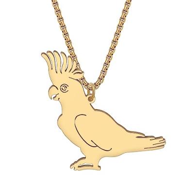 Imagem de NEWEI Colar de papagaio arara de aço inoxidável com pingente delicado de pássaro calopsita joias presentes para mulheres e meninas amuletos de papagaio, Medium, Aço inoxidável, Sem Pedra Preciosa