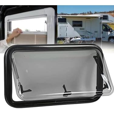 Imagem de Janela rv, dispositivo rv da janela deslizante externa da caravana rv, janela articulada, para caravana campista rv, janela push out de camada dupla com cortina