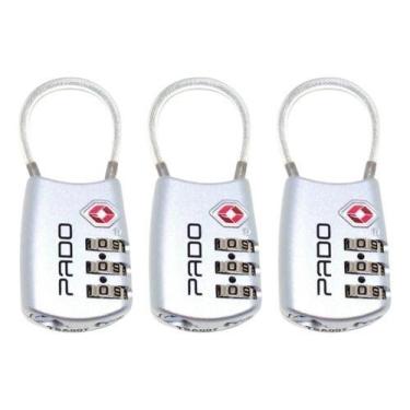 Imagem de Kit 3 Cadeado Pequeno Pado Tsa Personal Segredo Mala Mochila, Prateado