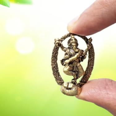 Imagem de Purpledip Ídolo de latão em miniatura raro Ganesha Ganapati: estátua colecionável com acabamento muito fino detalhado (12698Z5)