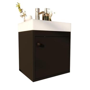 Imagem de Gabinete Madrid Armário Para Pia Banheiro Com Porta Suspenso - Preto