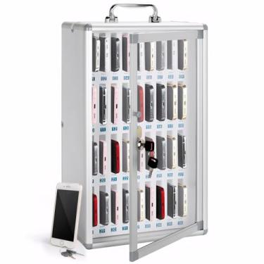 Imagem de MWIDCIEW Armário para celular, 36 compartimentos para celular, cadeado de liga de alumínio com cadeado, caixa de armazenamento de telefone para uso na parede ou mesa para uso em família, sala de aula,