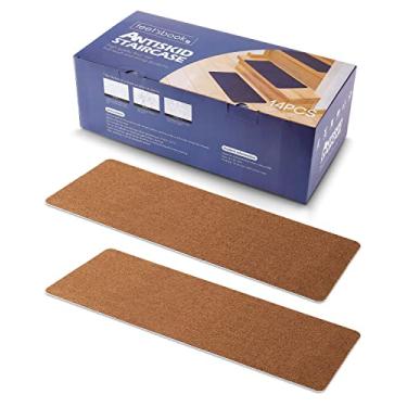 Imagem de feet'sbook Tapete Antiderrapante Para Degraus De Escada - 8 X 30 Tapetes Antiderrapantes Para Escadas Internas - Corredores Para Degraus De Madeira E Escadas De Madeira - Revestimento 100% Poliéster