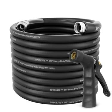 Imagem de SPECILITE Mangueira de jardim quente/fria de 5/20.3 cm, 30,5 m com bocal industrial de alta pressão, flexível e leve, mangueira de água de borracha explosiva de 600psi -45.6 °C a 70.0 °C com