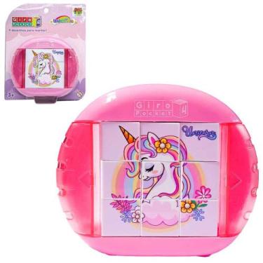 Imagem de Quebra cabeca giro pocket unicornio 4 desenhos para montar - DM BRASIL
