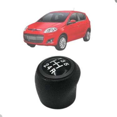 Imagem de Manopla Bola Câmbio Novo Palio G5 2012 2013 2014 2015 2016 2017 2018 2019 Preta Anel Cinza Chumbo