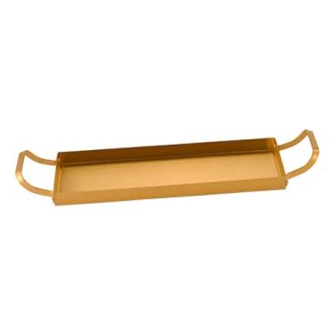 Imagem de IEUDNS Travessa retangular que serve bandeja versátil folha de aço inoxidável para cozinha restaurante mesa de café sushi entretenimento, Ouro, L