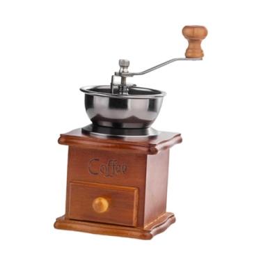 Imagem de WeiLaiKeQi Monte de café com manivela de manivela de madeira moinho de café cônico moinho de manivela de manivela de manivela Burr para viagens de escritório
