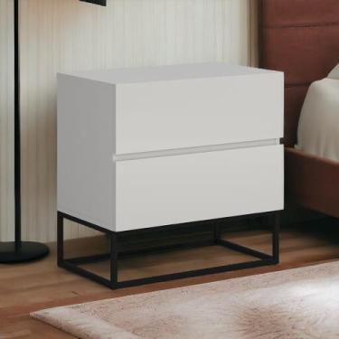 Imagem de Mesa De Cabeceira Eros 45 Pés Preto Móvel MDF/MDP Com Pés De Metalon P