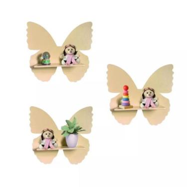 Imagem de Trio Nicho De Prateleira Borboleta MDF Decoração Quarto - 30 - LuckBab