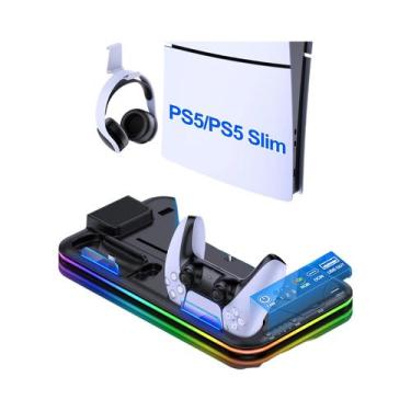 Imagem de PS5 Slim Cooling Stand Base De Carregamento RGB Estação Doca De Carreg