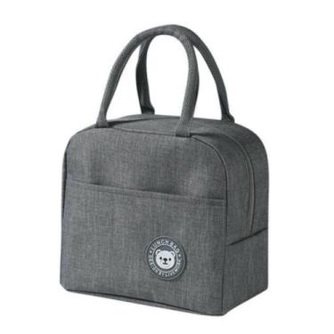 Imagem de Bolsa Térmica Marmita Lancheira Cinza Academia E Passseios