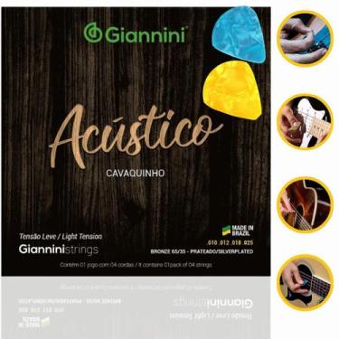 Imagem de Encordoamento Cavaquinho Tensão Leve Giannini GESCLA 65/35 + 2 Palheta