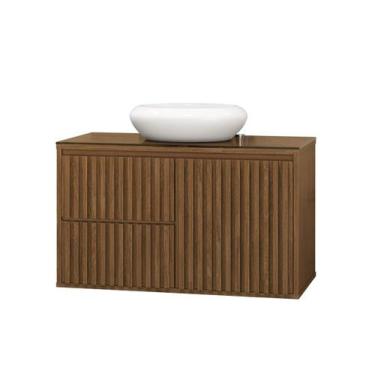 Imagem de Gabinete Ripado 80 c/ cuba de louça branca - Astral Design