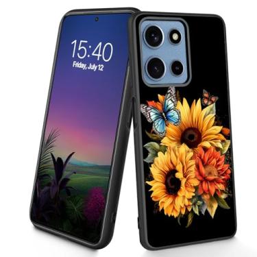 Imagem de Bxgolkgd Projetada para Moto G Power 2025, capa protetora antiderrapante de silicone TPU macio e fino à prova de choque para Motorola Moto G Power/Play 2025 de 6,8 polegadas, borboleta de girassol