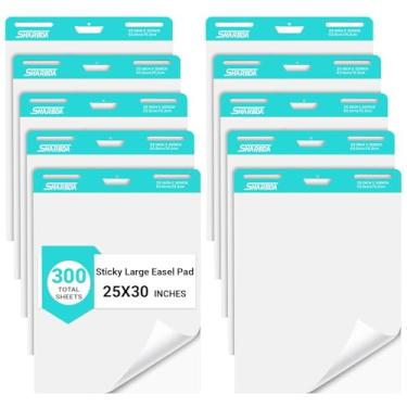 Imagem de SHARBDA Bloco de cavalete adesivo, 63,5 cm x 76,2 cm, gráfico flip, papel quadriculado para professores, papel de cavalete autoadesivo grande, super pegajoso e resistente a derramamento, 30 folhas