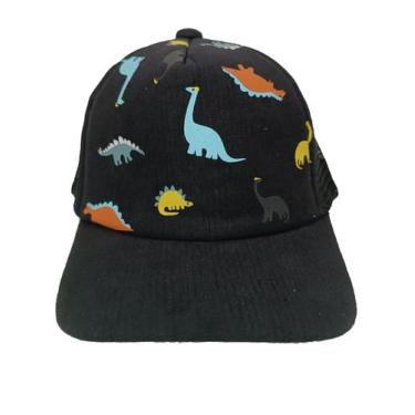 Imagem de Boné Infantil Dinossauro Colorido Preto Proteção Uv Com Regulagem - Ge