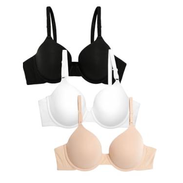 Imagem de Fruit of the Loom Sutiã camiseta feminino, Tom preto/areia/branco, 34A