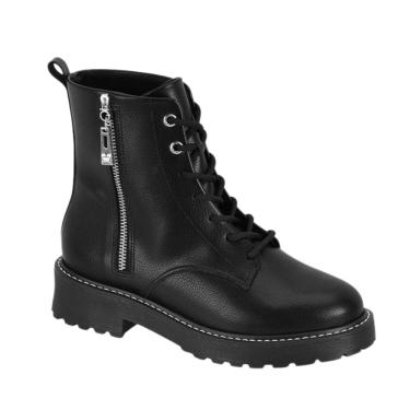 Imagem de Coturno Vizzano Zíper Lateral Cadarço Tratorado Feminino Preto