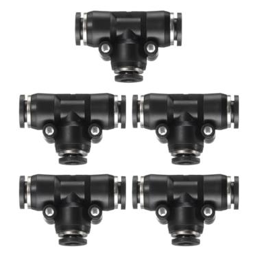 Imagem de HARFINGTON 5 peças de encaixes push to connect tubo de 5/40.6 cm OD x 1/4 polegada OD, kit de encaixe pneumático de mangueira de ar de conexão rápida de plástico em T reduzindo 3 maneiras, conector de