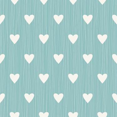 Imagem de Papel De Parede Adesivo Infantil Linho Verde Coraçoes 5m