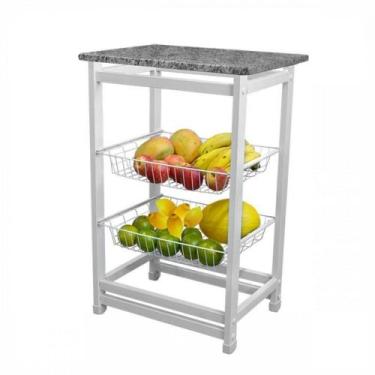 Imagem de Fruteira C/Tampo De Granito E 2 Cestos Branco Utilaço Branco