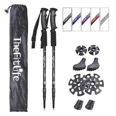 Imagem de Bastões de trekking TheFitLife Nordic Walking Anti Shock, pacote com 2