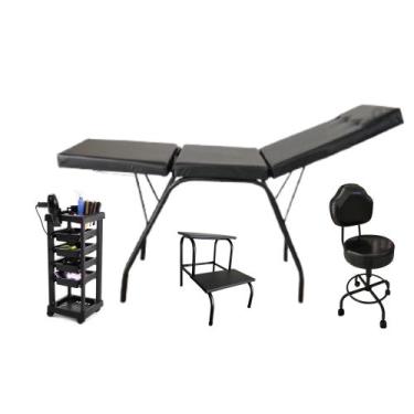 Imagem de kit maca móvel + escada + cadeira mocho + carrinho Salão - HENVIFER