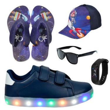 Imagem de Tênis Infantil Masculino Com Led Casual Moderno Confortável Novo Chine