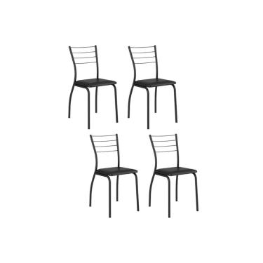 Imagem de Cadeira Sala de Jantar 1700 Kit 4 Un Preto/Courano Preto - Carraro