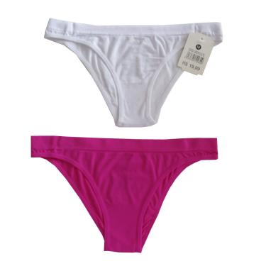 Imagem de CONJUNTO 2 CALCINHAS B+ K1 SEM COSTURA - BRANCO / ROSA - G