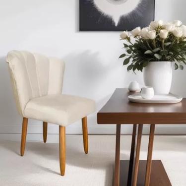 Imagem de Cadeira Poltrona Sala Jantar Penteadeira Pétala Suede Bege