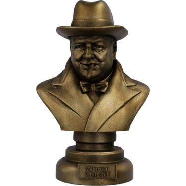 Imagem de Estátua Busto Sir Winston Churchill Estadista Britânico (Cor Ouro Velho)