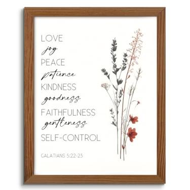 Imagem de Pequena Escritura Cristã Arte de Parede Verso Bíblico Gálatas 5:22-23 Fruto do Espírito Decoração de Casa de Fazenda Tema Religioso Decoração de Casa Emoldurado Inspirador Boho Decoração de Parede