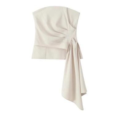 Imagem de Moda Feminina Espartilho Plissado Top Calças Casuais Conjunto Estilo E