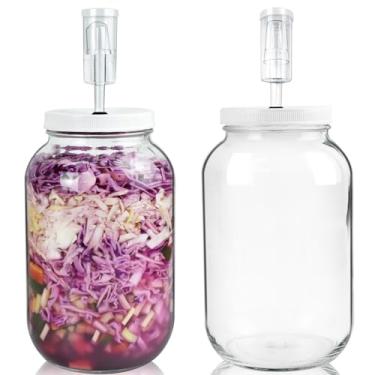 Imagem de Artcome Pacote Com 2 Potes De Fermentação 1 Galão Câmara Ar E Tampas - Transforme Um Pote Em Fermentador Perfeito Para Picles, Kombucha Forte, Cerveja, Vinho, Cidra Tampa Econolock