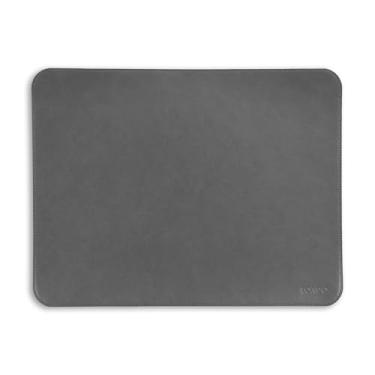 Imagem de Londo Mouse pad de couro PU – Tapete de mesa para teclado e mouse, almofada de mesa de escritório de couro grande, 33,5 x 44 cm (cinza)
