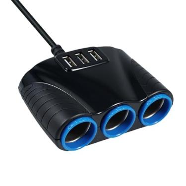 Imagem de 12-24V 3 Maneiras Carro Isqueiro Socket Splitter Carregador USB Adaptador de Alimentação Substituição para Veículos e Tablet PC Smartphone Car Frigorífico Aspirador